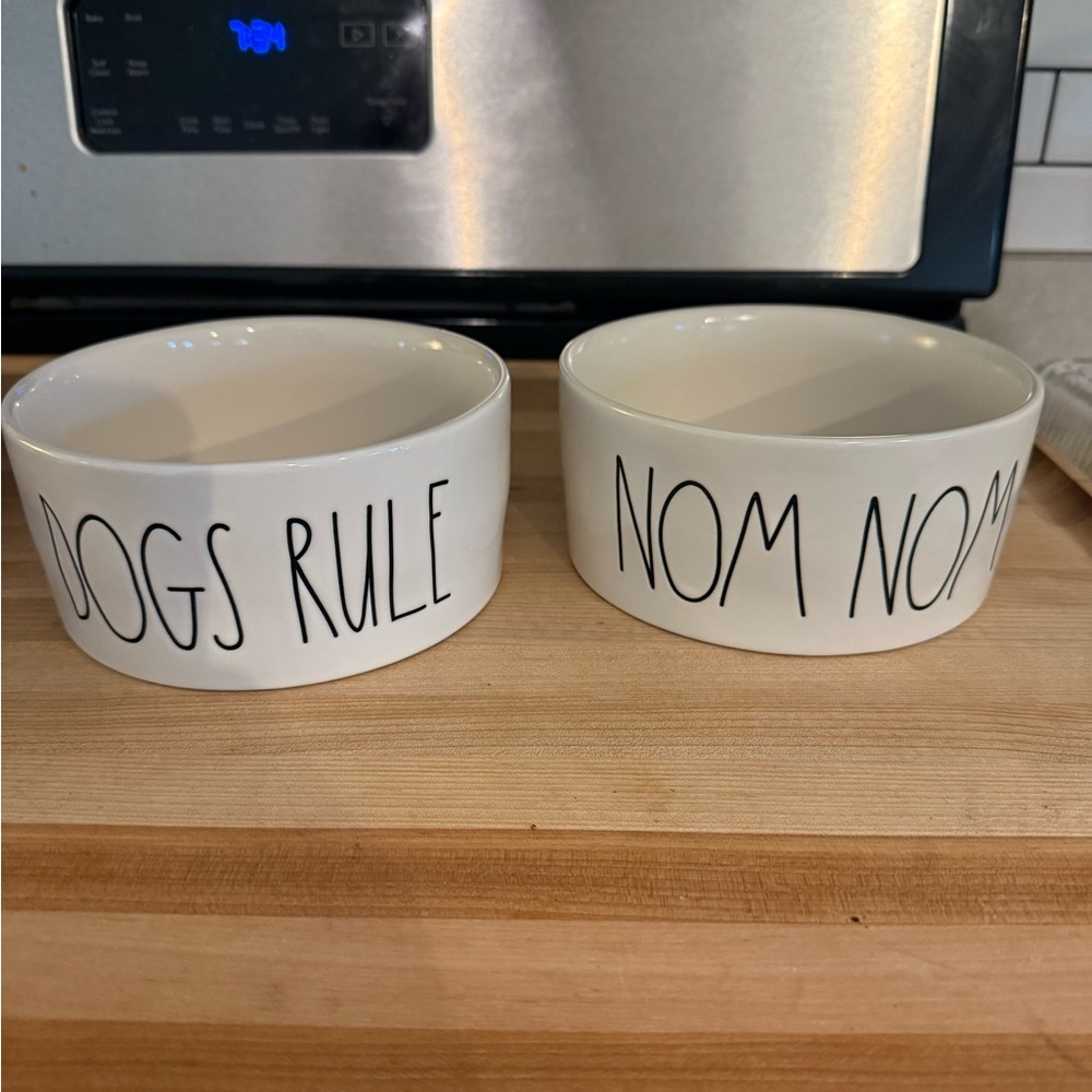 Rae Dunn Ceramic Dog Bowls Set